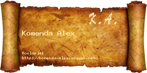 Komenda Alex névjegykártya
